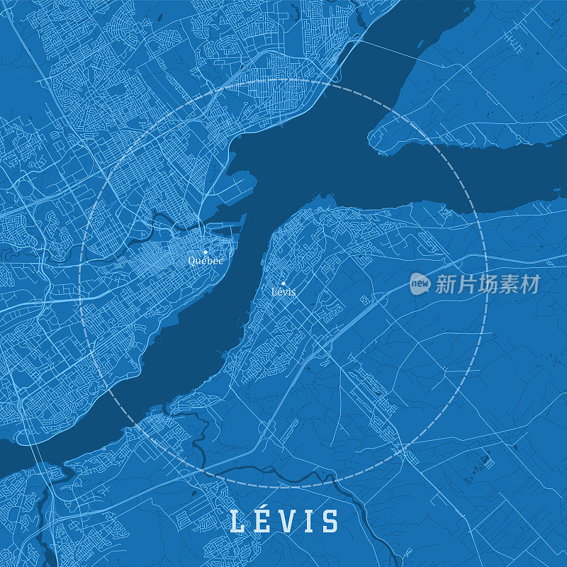 Levis QC城市矢量路线图蓝色文本